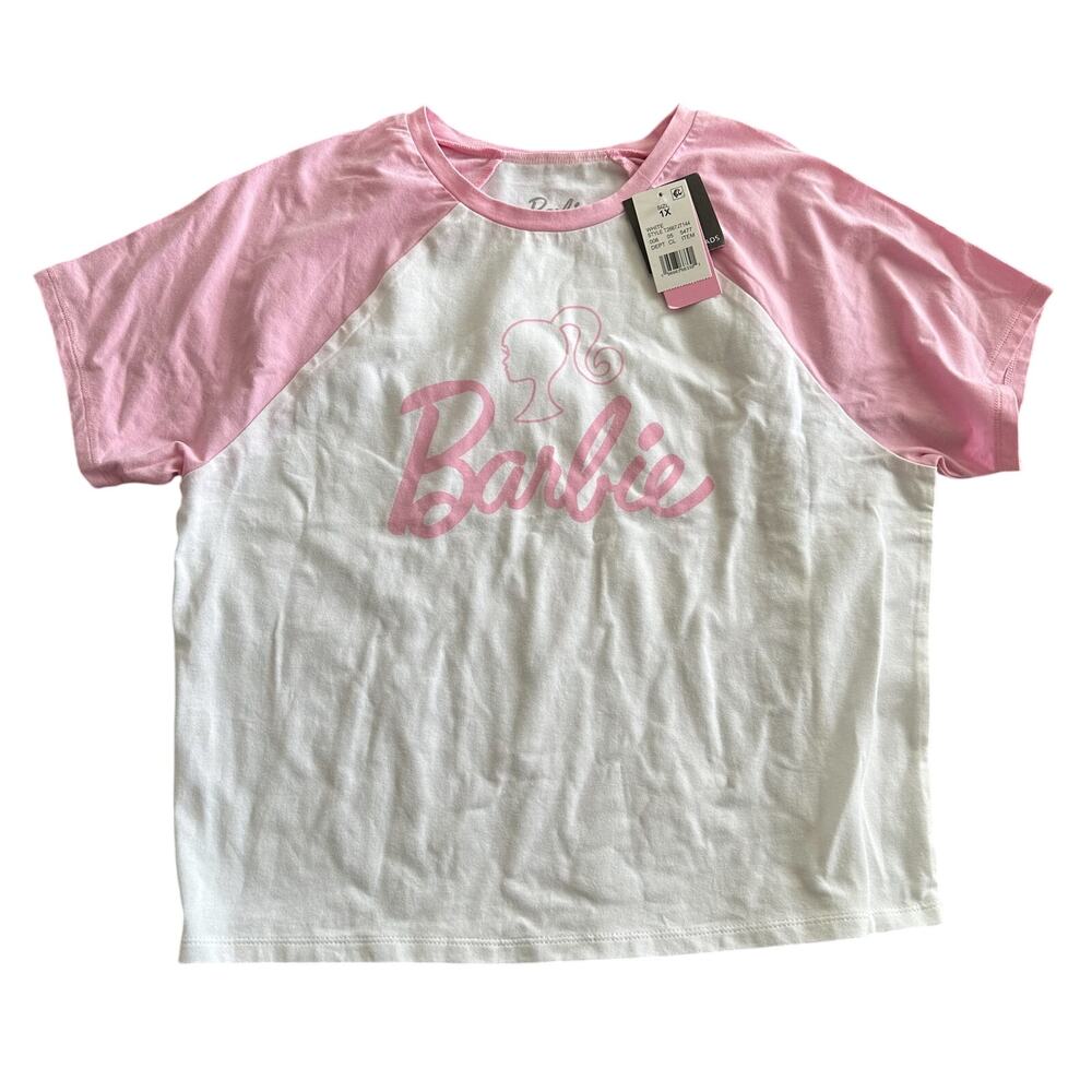 Pink and White Barbie Baseball Style T-Shirt Plus Size 1X NWT